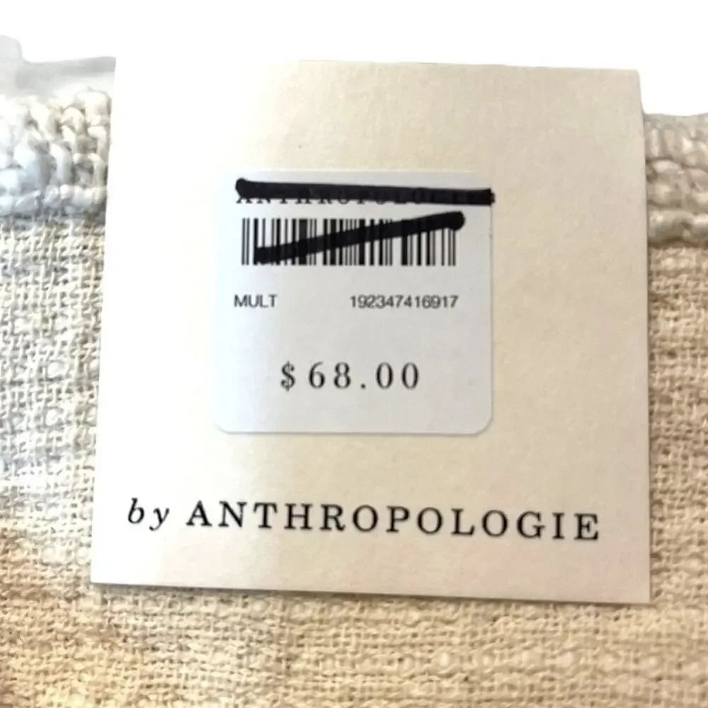 Anthropologie Home Beige & Bright Coral Table Runner 16 x 90 Tassels NEW